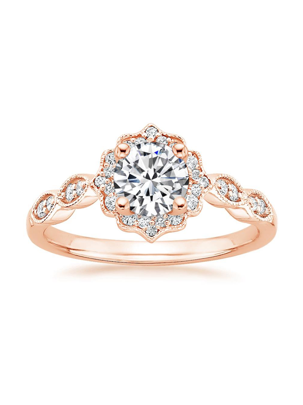 14K Rose Gold Cadenza Halo Diamond Ring