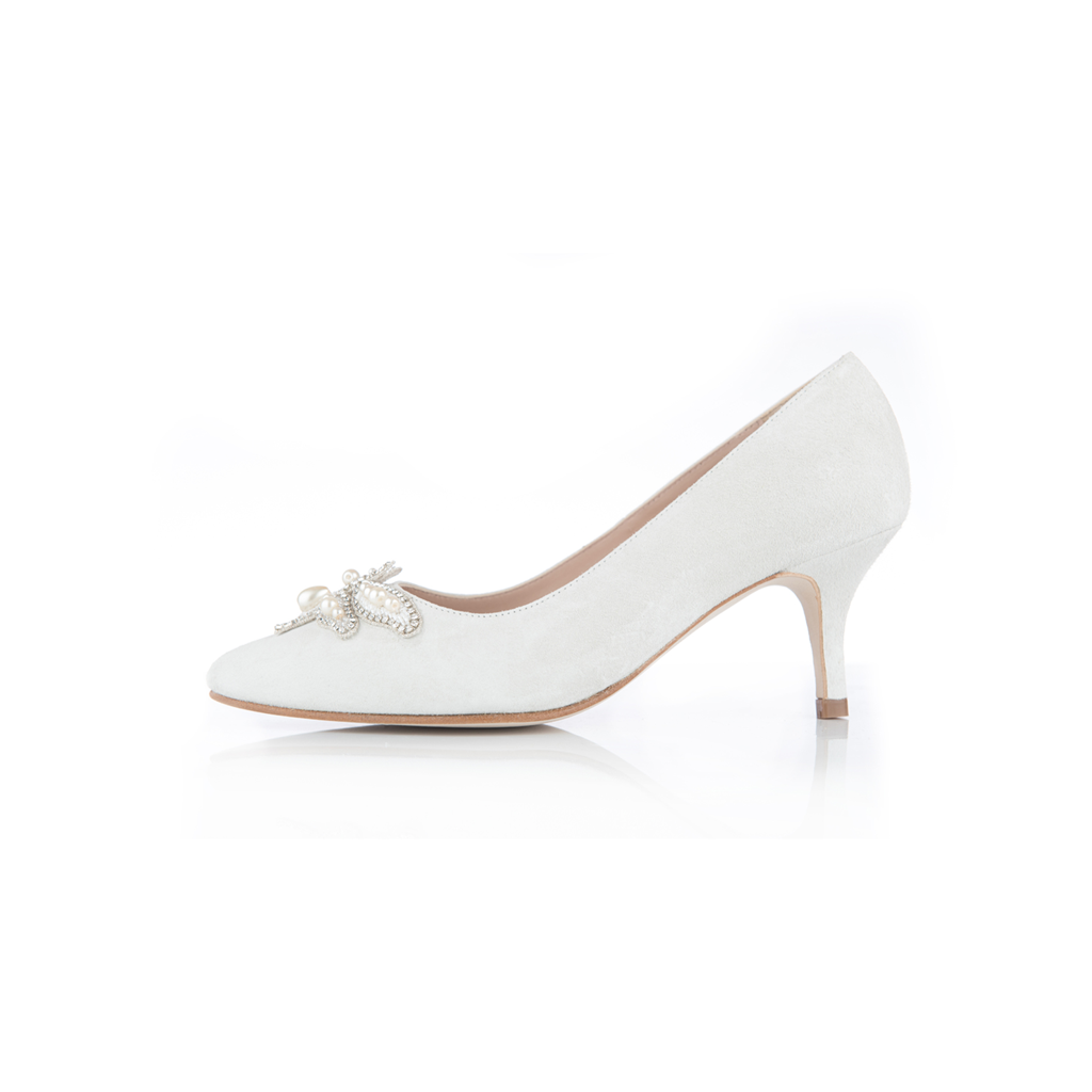 Daisy Dragonfly Wide Fit Bridal Shoes - Ivory Suede