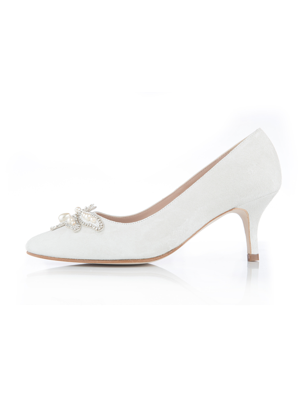 Daisy Dragonfly Wide Fit Bridal Shoes - Ivory Suede