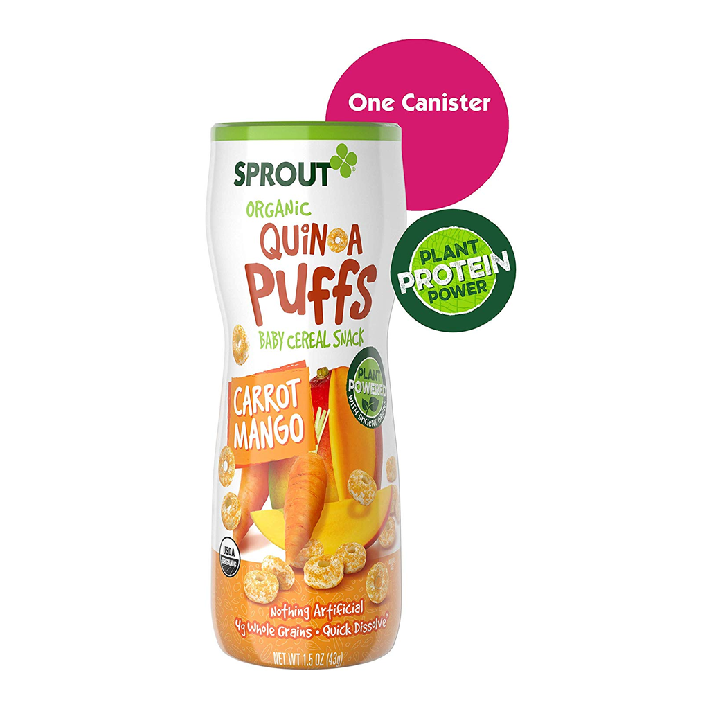 Sprout Organic Quinoa Puffs Baby Snacks, Carrot Mango, 1.5 Ounce Canister (Single)